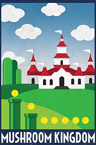 Mushroom Kingdom Retro Travel Art Print 24 x 36in