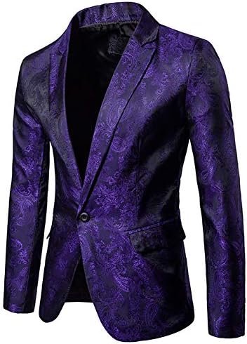 Mens Solid Color Business Dress Suit,One Button Slim Fit Formal Party Jacket Blazer
