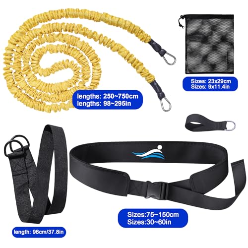 Swimming Belt for Pool, Swimming Aid Adult Pool, Swimming Belt Pool Adults, Swimming Resistance Belt with 2.5-7.5 m Adjustable Swimming Rope for Any Swimming Pool Without Countercurrent System