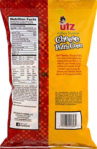 Utz Hulless Cheddar Cheese Puff'n Corn- 7.5 oz. Bags (3 Bags)