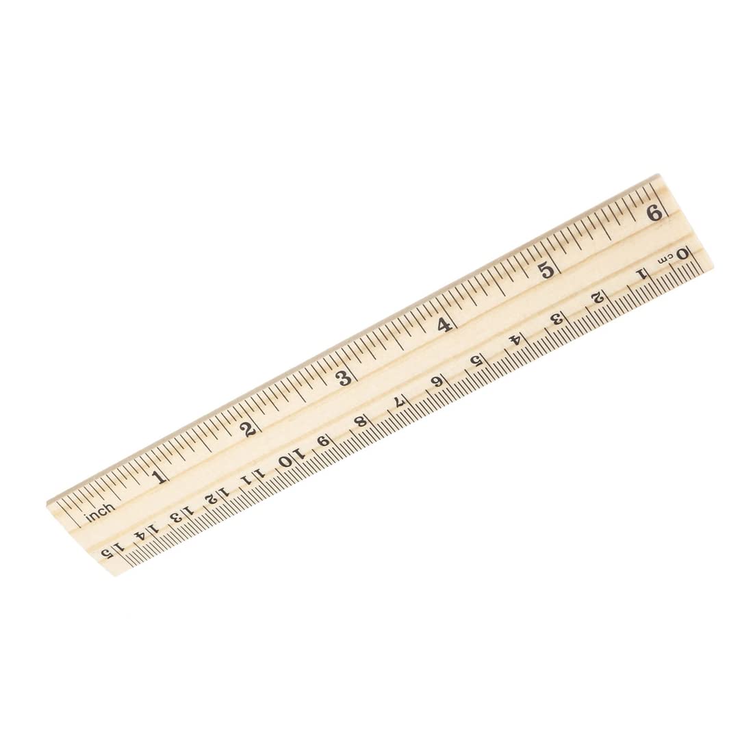 sourcing map Wood Ruler 15cm 6 Inch 2 Scale Office Rulers Wooden Measuring Ruler 5pcs