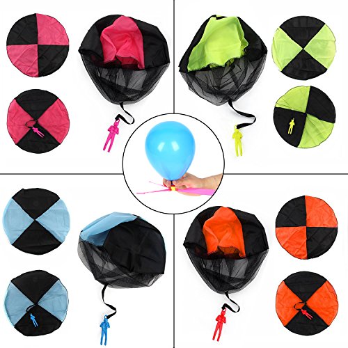 Qiwoo 5 Pack Flying Toy Parachute Balloon Helicopter Toys for Kids 4 Colors Mini No Tangle Throwing Flying Parachute Army Man Sports Outdoor Play for Childrens Boys Girls Teens Party Favors