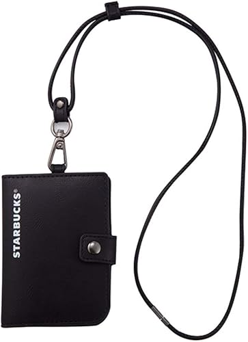 Amazon Starbucks スターバックス スタバ パスケース 定期入れ カード入れ ポーチ 小物入れ ネックストラップ Idカードホルダー 首掛け 皮 革 合皮 黒 女神 セイレン ロゴ エンボス加工 台湾 海外 並行輸入品 Starbucks スターバックス 定期入れ