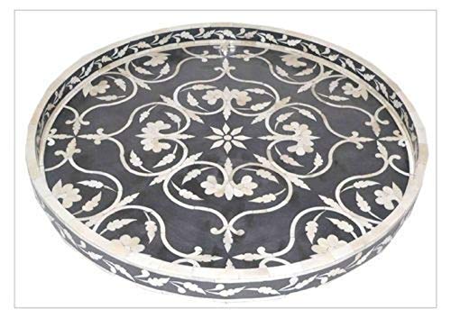 Amazon Com Traditional Indian Design Round Bone Inlay Tray In