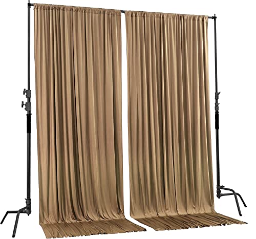 AK TRADING CO. 10 feet x 10 feet Beige Polyester Backdrop Drapes Curtains Panels with Rod Pockets - Wedding Ceremony Party Home Window Decorations