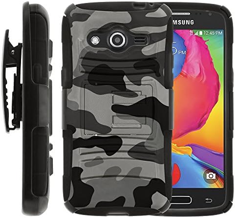 Samsung Galaxy Avant Case, Samsung Galaxy Avant Holster, Two Layer Hybrid Armor Hard Cover with Built in Kickstand for Samsung Galaxy Avant SM-G386T (T Mobile, MetroPCS) from MINITURTLE | Includes Screen Protector - Gray Camouflage