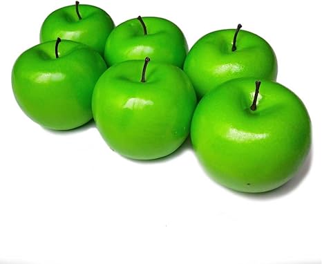 6 Pcs Artificial Green Apples Simulation Fake Fruit Photo Props