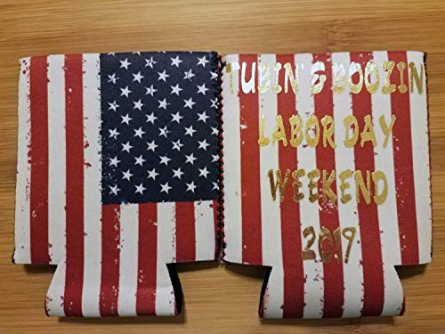 Can Koozie 12pcs USA Flag Can Cooler Sleeve Bulk Neoprene Koozies for Can and Bottle 120z - Thumbnail 2