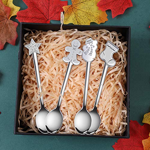 URATOT 8 Pieces Stainless Steel Christmas Gift Spoons Coffee Tea Dessert Mixing Spoons Christmas Stocking Fillers (8)