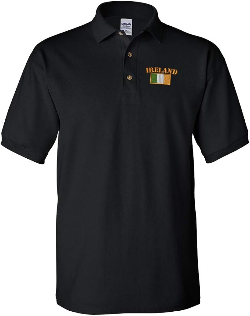 Polo Shirts for Men Ireland Flag Embroidery Cotton Short