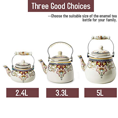 image for Alistar99 Enamel on Steel Teapot,Large Porcelain Enameled Teakettle,Ho