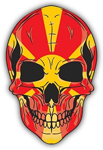 Skull Flag Macedonia Sticker Decal Design 4" X 5"