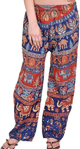 Darn Good Yarn Elephant Pants for Women, Casual Super Comfortable Pants with Elastic Waist, Navy, 100% Cotton, One Size Fits Most