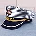 Captain Yacht Hat Cap Marines Style Striped Captain Hat for Halloween Masquerade Party Costume Accessory