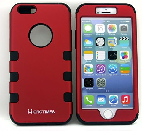 Microtimes Hybrid Robot Silicone + pc 3 in1 shockproof Protection Case Cover for iphone 6 4.7"(Red)