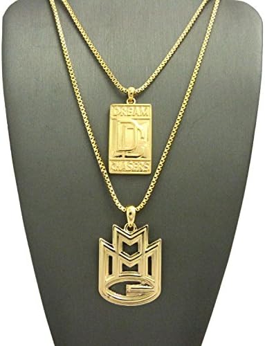NEW DREAM CHASERS &amp; MMG MUSIC GROUP PENDANT &amp;BOX CHAINS NECKLACE SET - RC1686G