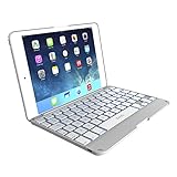 ZAGG leather-textured Cover Hinged with Blacklit Keyboard  for iPad mini & iPad mini Retina - White