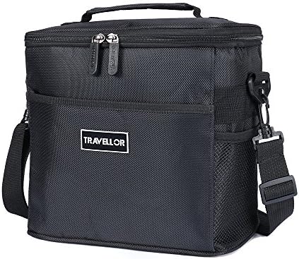Insulated Lunch Bag: Travellors Lunch Tote Bag Box Cooler Bag,Insulation Bag Cooler Bag Freezable,cooler Lunch Box For Work, Men, Women,kid 9.4Lx6.7Wx8.7H[Unisex Lunch Bags] (black+net)