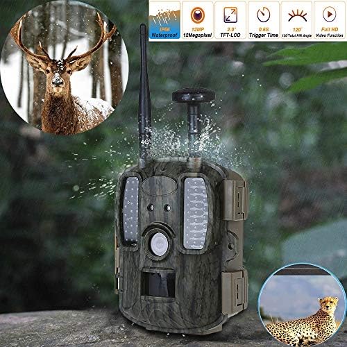 Trail Camera 4G FDD-LTE Camera Chasse Wild Camera Night Vision 12MP 1080P HD Video with GPS Photo Traps Trail Hunter Cam Sends Pictures Directly to Your Phone