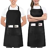 Utopia Kitchen 2 Pack Bib Apron, Adjustable with 2 Pockets, Water and Oil Resistant, Cooking Kitchen Chef Apron for Women Men