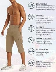 Khaki Shorts for Men Cargo Long Shorts Quick Dry