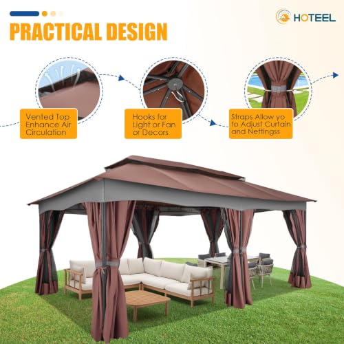 HOTEEL 12x20 Gazebo Review: Large Outdoor Shelter with Double Roof, Curtains & Mosquito Netting image 24