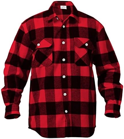 SANDRA Extra Heavyweight Brawny Buffalo Plaid Flannel Shirt Long Sleeve