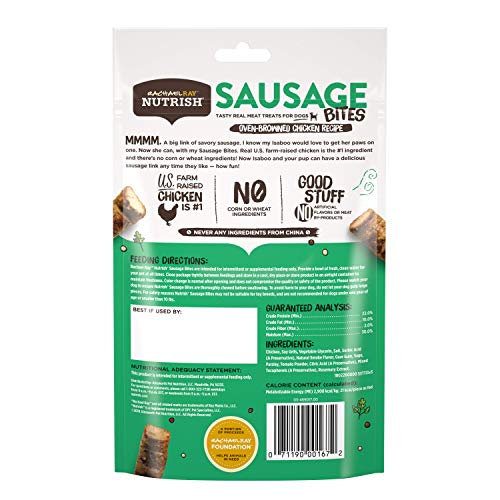 Rachael Ray Nutrish Sausage Bites Real Meat Dog Treats, OvenBrowned Chicken Recipe, 3 Ounces