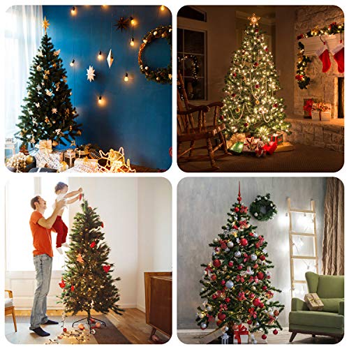 LEHOM Christmas Trees Unlit Artificial 6 Feet Premium Hinged Spruce Full Tree with Solid Metal Stand (900 Tips) - Thumbnail 6