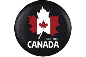 Jayke Joy Spare Tire Cover, Black Wheel Cover with Canada Maple Leaf PVC Leather Waterproof Dust-proof Universal Fit for Trai