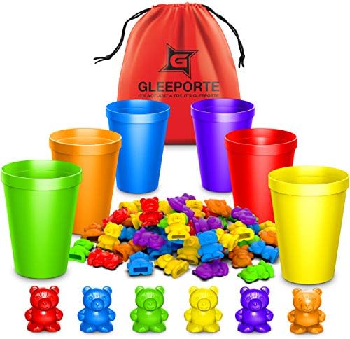 Rainbow Counting Bears With Matching Sorting Cups (67 Pcs Set) + FREE Storage Bag | STEM Academic Reward For Toddler | Montessori Sorting And Counting Toy | Pre-Faculty Coloration Studying Toy For Kids