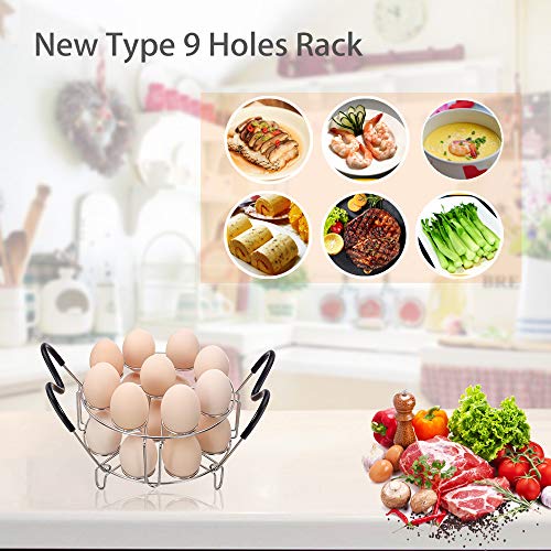 image for Maxracy Egg Steamer Rack Trivet 9 Holes with Heat Resistant Handles fo