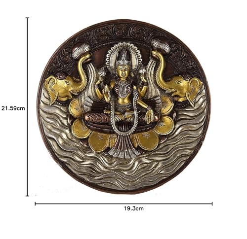 AONA Brass Goddess Lakshmi Wall Hanging Plate, Height 7.5 Inches 2