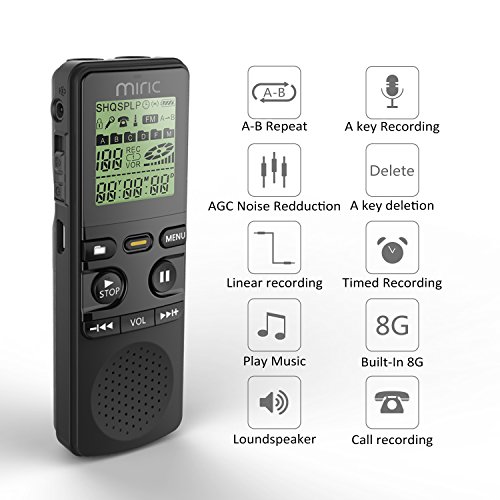 Miric-Audio-Recorder-Voice-Recorder-8GB-Portable-Multifunctional-Built-in-Full-Dual-Microphone-Stereo-Sound-Digital-Audio-Dictaphone-with-MP3-player-Charged-by-USB-or-Battery