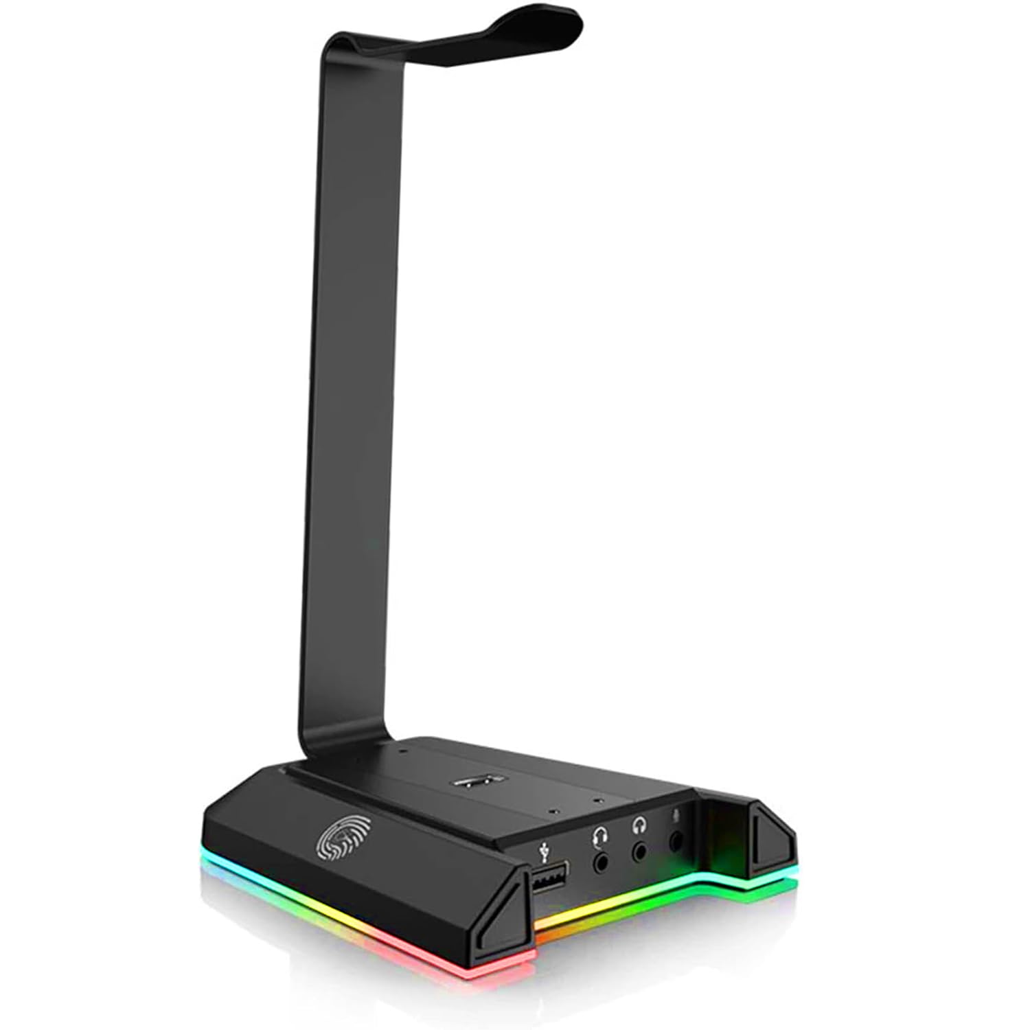 EKSA RGB Headset Stand, Headphone Stands with 7.1 Surround Sound & USB/3.5mm Port, Desk Gaming Headsets Holder with Aluminum Alloy Rod & Non-Slip Rubber Pad, Suitable for Most Gamer Desktop Earphones