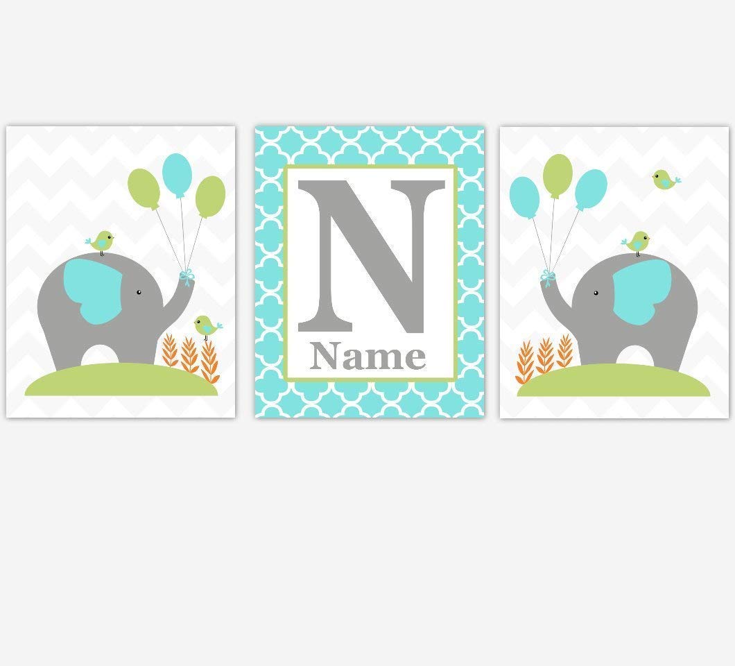 Amazon Com Baby Boy Nursery Decor Turquoise Teal Green Elephant