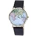 HACBIWA Global Fashion Unisex Men Women Lady Girls World Map Black Leather Alloy Analog Quartz Watches