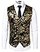 ZEROYAA Mens Hipster Metallic Paisley Printed Single Breasted V-Neck Suit Vest/Tuxedo Waistcoat