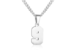 SUSOOK Number Necklace for Men Silver Athletes Number Chain Stainless Steel Charm Pendant Personalized Sports Jewelry for Men Basketball Baseball Football