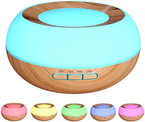 YCTA 300ml Essential Oil Diffuser,Wood Grain Aroma Diffuser Ultrasonic Cool Mist Humidifier for Home Kids Bedroom Study Yoga Spa (Light Brown)