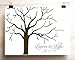Wedding Guest Book Alternative Woodgrain Look Thumbprint Tree Poster with Lovebirds on Branches Canvas or Paper