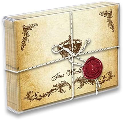 Personalized Regal Crown Parchment Note Card Set 8/8