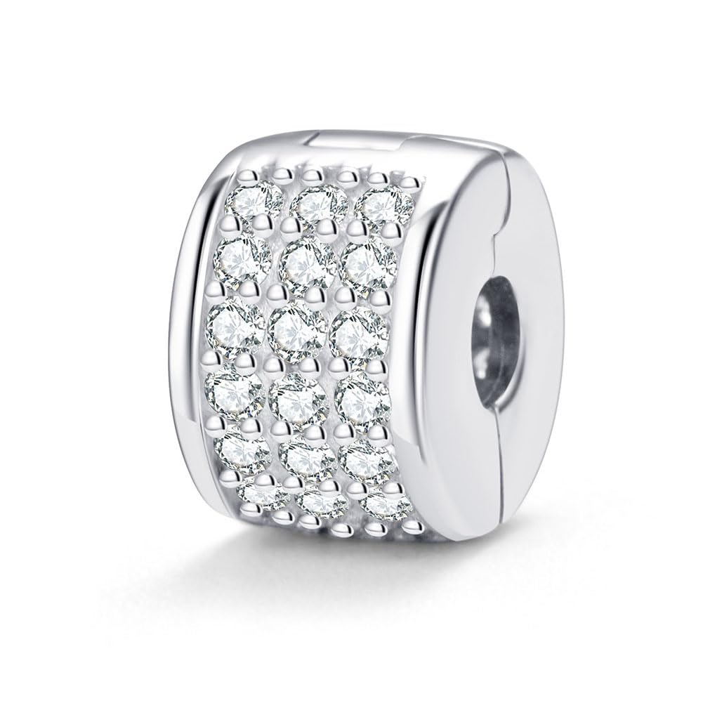 Clip Stopper Charm 925 Sterling Silver Lock Bead Spacer Charm for Pandora Charms Bracelet