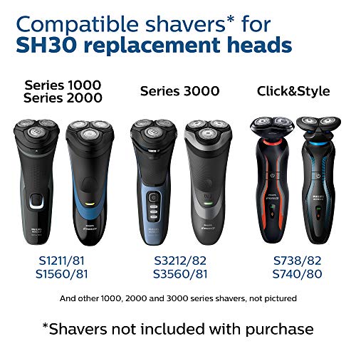 Philips Norelco Shaving Heads for Shaver Series 3000, 2000, 1000 and Click & Style, SH30/52
