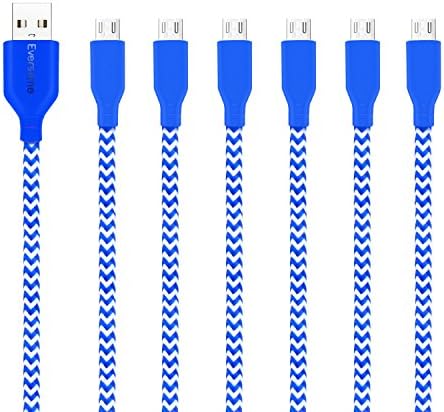 Micro USB Charger, Eversame 3.3Ft 1M Nylon Braided High Speed USB 2.0 A Male to Micro B Sync Cable Cord For Samsung Galaxy S7 Edge, HTC One X/M9, LG G4 (Pack of 6 - Blue)