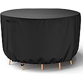 Mrrihand Round Patio Furniture Cover - Outdoor Chair Covers Waterproof Heavy Duty 600D Outdoor Table Chair Set Covers Anti-Fading Cover for Outdoor Furniture Set, 62"DIAx28"H, Black