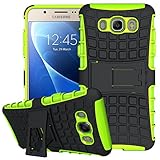 K-Xiang SWEET-66 Galaxy J7 Case(2016 Version)(Armor Series) Heavy Duty Protection, Hybrid Shockproof, Dual Layer, Protective Case Cover With Stand - Green