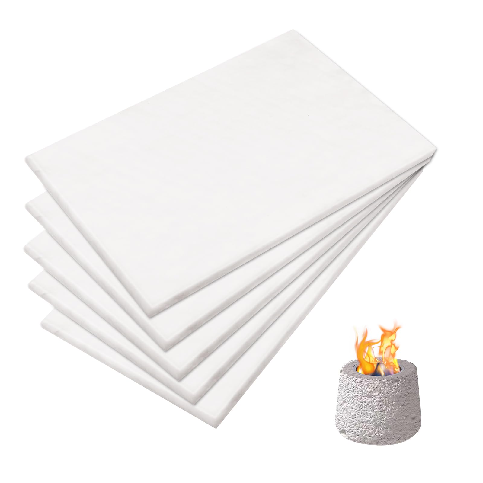 5pcs Ceramic Wool Wick Sponge for Bioethanol Fireplaces, 12 x 8 inch Ceramic Wool Sponge Replacement Ceramic Fiber Insulation for Tabletop Fire Pit, to Extend Burning Time