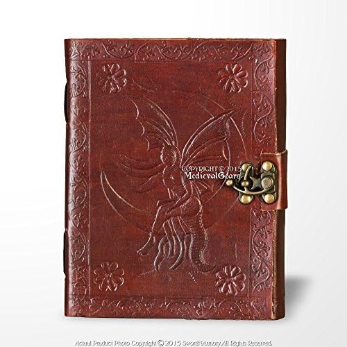 Medieval Gears Brand Medieval Genuine Leather Journal Diary Parchment Paper Notebook Red Moon Fairy