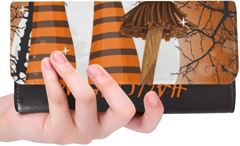 Unique Custom Halloween Party Poster Witch Legs Boots Women Trifold Wallet Long Purse Credit Card Holder Case Handbag At Amazon Women S Clothing Store